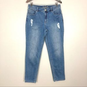 Chico’s Platinum Rhinestone Skimmer Jeans Straight